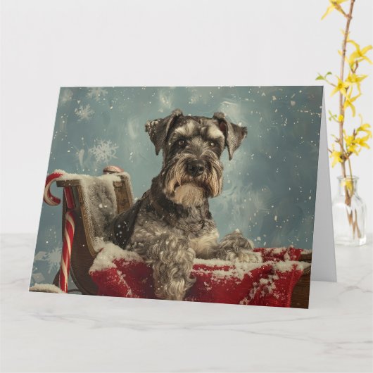 Schnauzer Dog Weihnachtsfest Karte (Gelbe Blume)