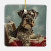 Schnauzer Dog Weihnachtsfest Keramikornament (Rückseite)