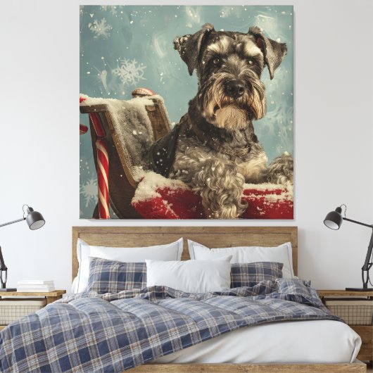 Schnauzer Dog Weihnachtsfest Leinwanddruck (Insitu (Schlafzimmer))