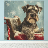 Schnauzer Dog Weihnachtsfest Leinwanddruck (Insitu (Holzboden))