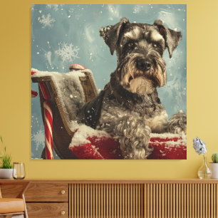 Schnauzer Dog Weihnachtsfest Leinwanddruck