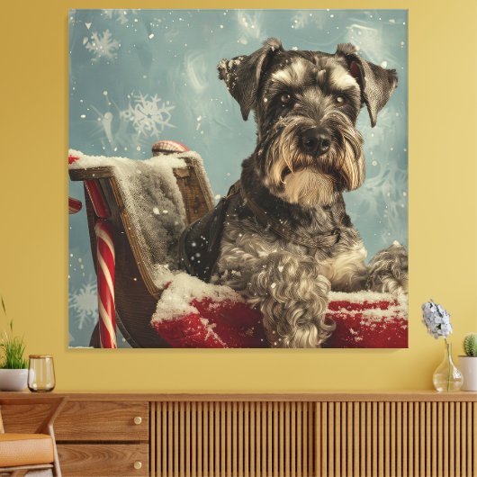 Schnauzer Dog Weihnachtsfest Leinwanddruck (Insitu (Wohnzimmer))