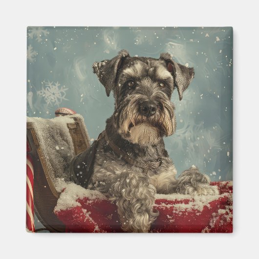 Schnauzer Dog Weihnachtsfest Magnet (Vorne)