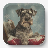 Schnauzer Dog Weihnachtsfest Pappteller (Vorderseite)