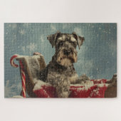 Schnauzer Dog Weihnachtsfest Puzzle (Horizontal)