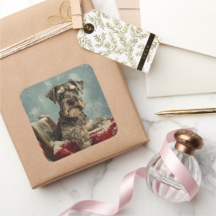 Schnauzer Dog Weihnachtsfest Quadratischer Aufkleber