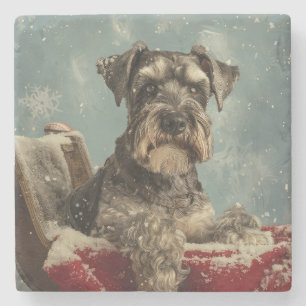 Schnauzer Dog Weihnachtsfest Steinuntersetzer