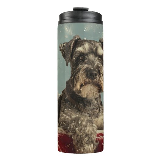 Schnauzer Dog Weihnachtsfest Thermosbecher (Vorderseite)