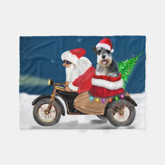 Schnauzer Dog Weihnachtsmann Claus Fleecedecke (Vorderseite (Horizontal))