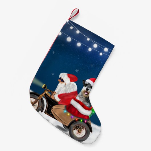 Schnauzer Dog Weihnachtsmann Claus Kleiner Weihnachtsstrumpf (Vorderansicht (hängend))