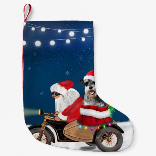 Schnauzer Dog Weihnachtsmann Claus Kleiner Weihnachtsstrumpf (Vorderseite)