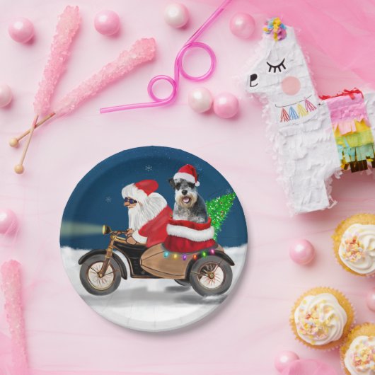 Schnauzer Dog Weihnachtsmann Claus Pappteller (Party)