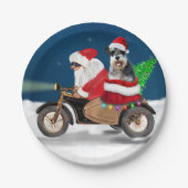 Schnauzer Dog Weihnachtsmann Claus Pappteller (Vorderseite)
