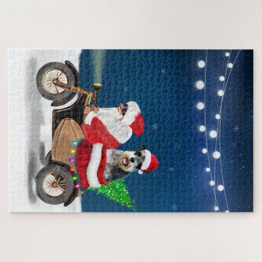 Schnauzer Dog Weihnachtsmann Claus Puzzle (Horizontal)