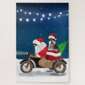 Schnauzer Dog Weihnachtsmann Claus Puzzle (Vertikal)