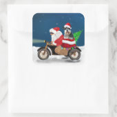 Schnauzer Dog Weihnachtsmann Claus Quadratischer Aufkleber (Tasche)