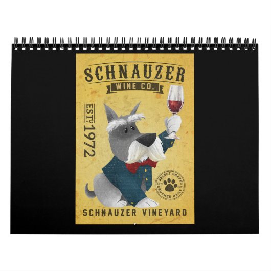 Schnauzer Dog Wine Funny Schnauzer Dog Lover Kalender (Titelbild)