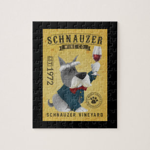 Schnauzer Dog Wine Funny Schnauzer Dog Lover Puzzle