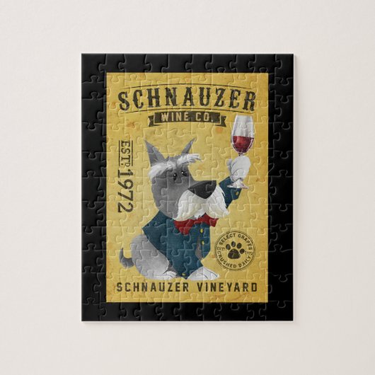 Schnauzer Dog Wine Funny Schnauzer Dog Lover Puzzle (Vertikal)