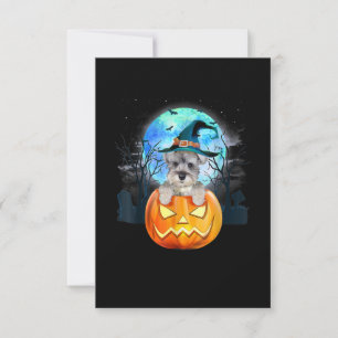 Schnauzer Dog Witch Hat Halloween Pumpkin Gift RSVP Karte