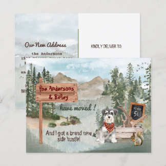Schnauzer Dog Woods - neue Adresse Ankündigungspostkarte