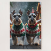 Schnauzer Dogs Christmas Snow Holiday Puzzle