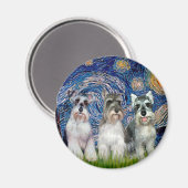 Schnauzer (drei) - Starry Night Magnet (Vorderseite/Rückseite)