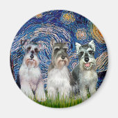Schnauzer (drei) - Starry Night Magnet (Vorne)