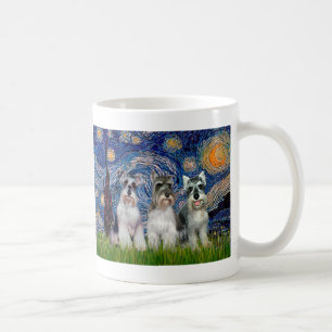 Schnauzer (drei) - Sternennacht Kaffeetasse