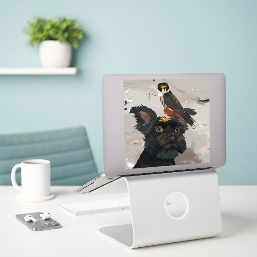 SCHNAUZER & FALKE AUFKLEBER (Laptop auf Schreibtisch)