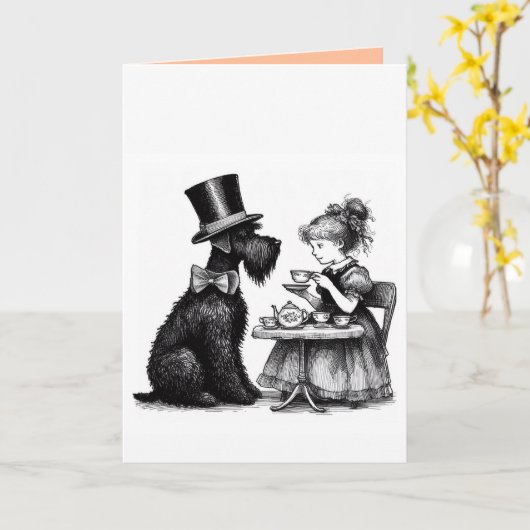 Schnauzer Faltkarte Karte (Gelbe Blume)