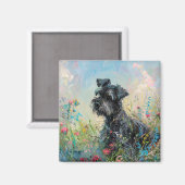 Schnauzer-farbige Wildblumen Magnet (Vorderseite/Rückseite)