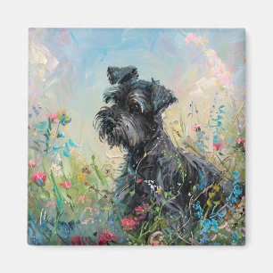 Schnauzer-farbige Wildblumen Magnet
