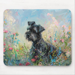 Schnauzer-farbige Wildblumen Mousepad