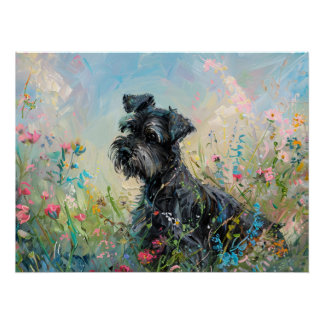 Schnauzer-farbige Wildblumen Poster