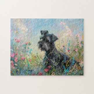 Schnauzer-farbige Wildblumen Puzzle