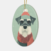 Schnauzer-Feiertagsandenken Keramik Ornament (Links)