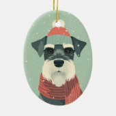 Schnauzer-Feiertagsandenken Keramik Ornament (Hinten)