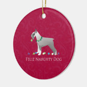Schnauzer Feliz Naughty Dog Weihnachtsdesign Keramikornament (Links)
