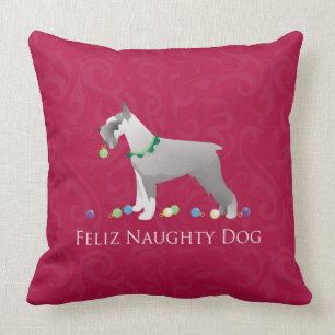 Schnauzer Feliz Naughty Dog Weihnachtsdesign Kissen