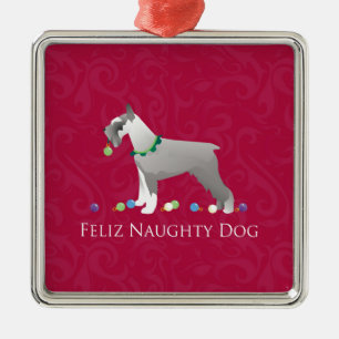 Schnauzer Feliz Naughty Dog Weihnachtsdesign Ornament Aus Metall