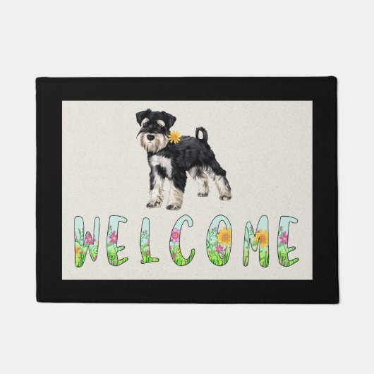 Schnauzer Floral Door Mat Fußmatte (Vorderseite)