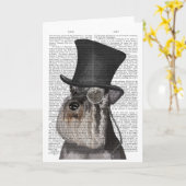 Schnauzer, Förmlicher Hund und Hut Karte (Gelbe Blume)