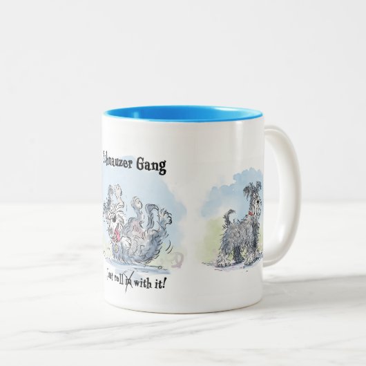 Schnauzer Gang Funny Coffee Mug Zweifarbige Tasse (VorderseiteRechts)