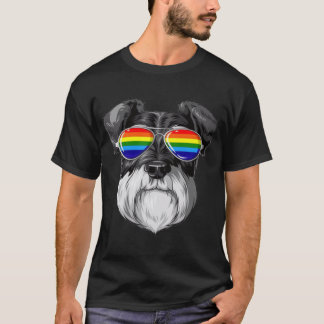 Schnauzer Gay Pride Flag LGBT Rainbow Sunglasses f T-Shirt