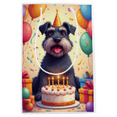 Schnauzer Geburtstagsfeier Mittlere Geschenktüte (Vorderseite)