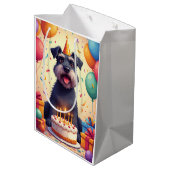 Schnauzer Geburtstagsfeier Mittlere Geschenktüte (Rückseite Schrägansicht)