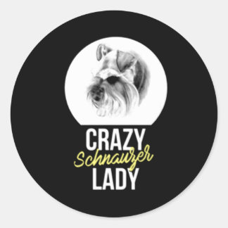 Schnauzer-Geschenk | Crazy Schnauzer Lady Runder Aufkleber