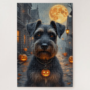 Schnauzer Gothic Halloween-Porträtkunst Puzzle
