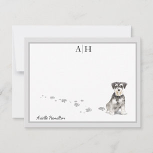 Schnauzer Grau Border Monogram Personalisiert Mitteilungskarte